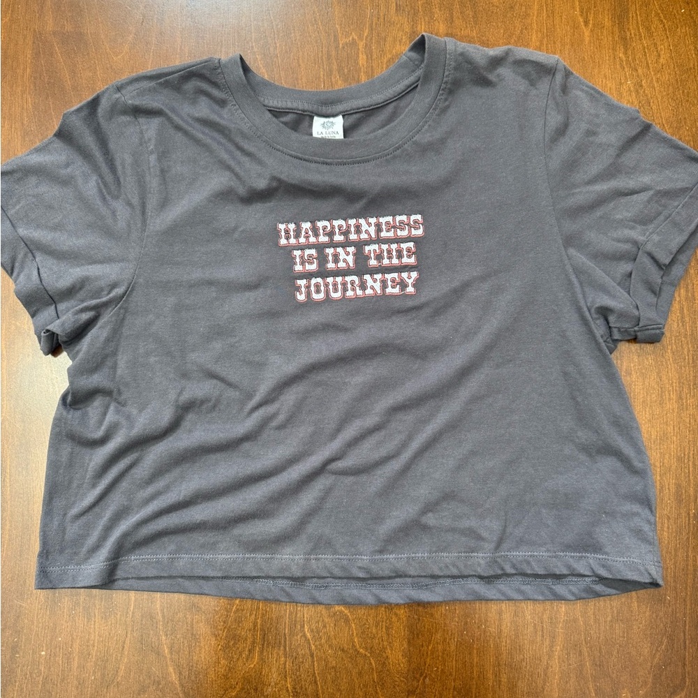 Happiness is in the Journey Crop Oversized Shirt Denali Alaska Size Small